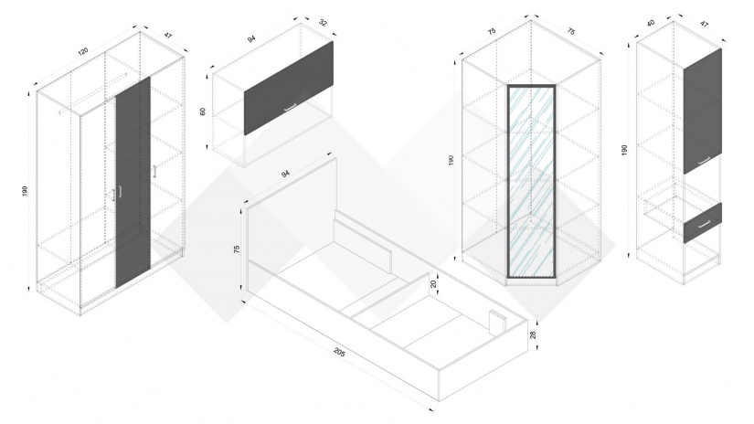 Спален комплект Адам А2 дъб крафт бял - изглед 2