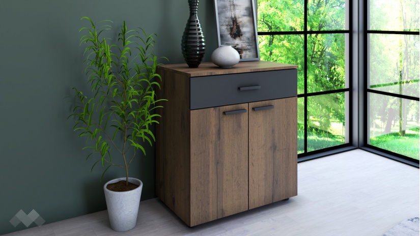 Спален комплект Дани дъб вотан с черно шагре - изглед 7