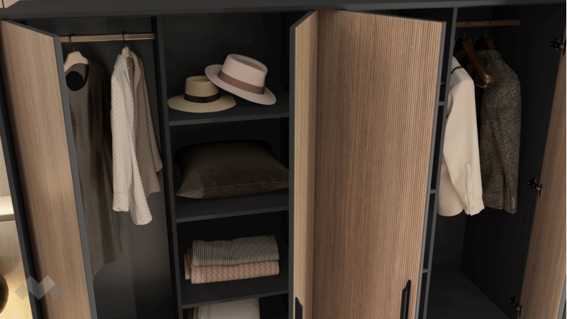 Спален комплект Ейприл с включен матрак Бонел 160/200 орех линеа с графит - изглед 7