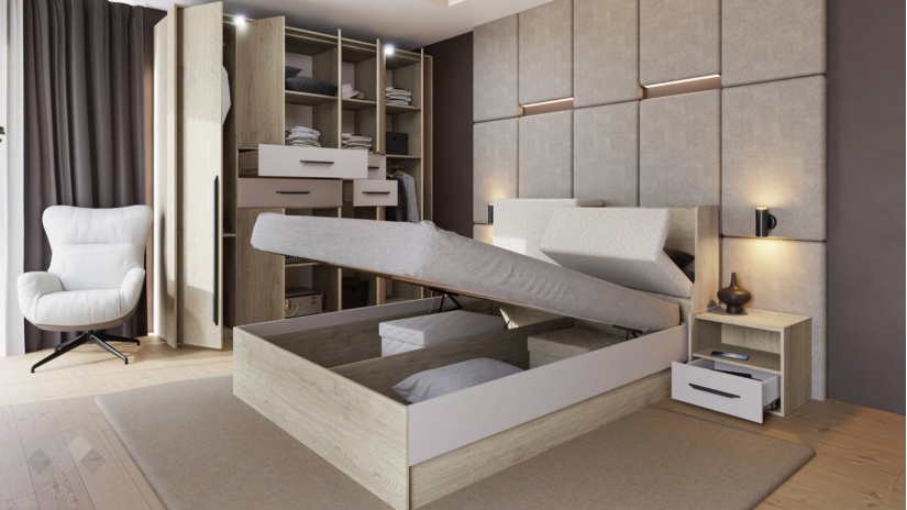 Спален комплект Емили с включен матрак Бонел 160/200 дъб кота кремона с кашмир - изглед 2