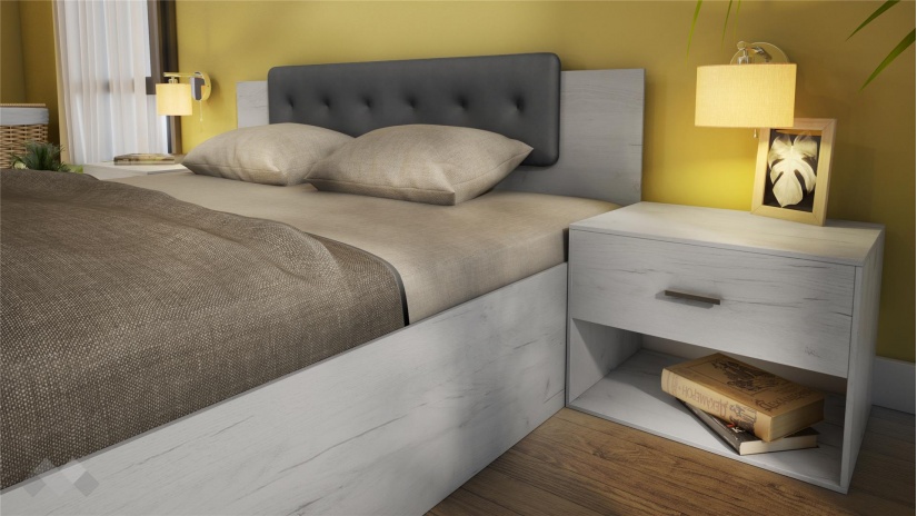 Спален комплект Кели с включен матрак Бонел 160/200 бял дъб с графит - изглед 2