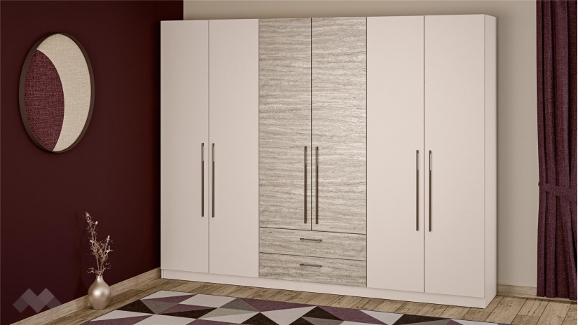 Спален комплект Керина памучно бежов с траверт - изглед 6 - МебелМаг Спален комплект Керина памучно бежов с траверт - изглед 6