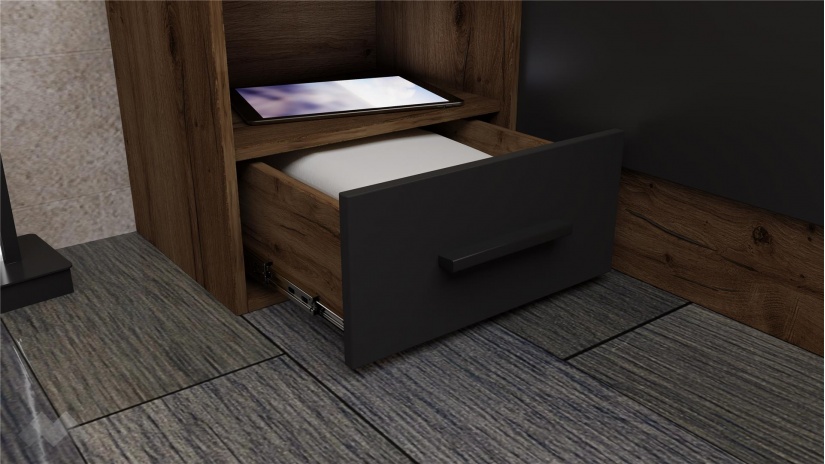 Спален комплект Легрия с включен матрак Бонел 160/200 кафяв дъб пиемона с черно шагре - изглед 6