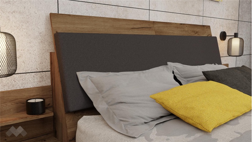 Спален комплект Легрия с включен матрак Бонел 160/200 кафяв дъб пиемона с черно шагре - изглед 5