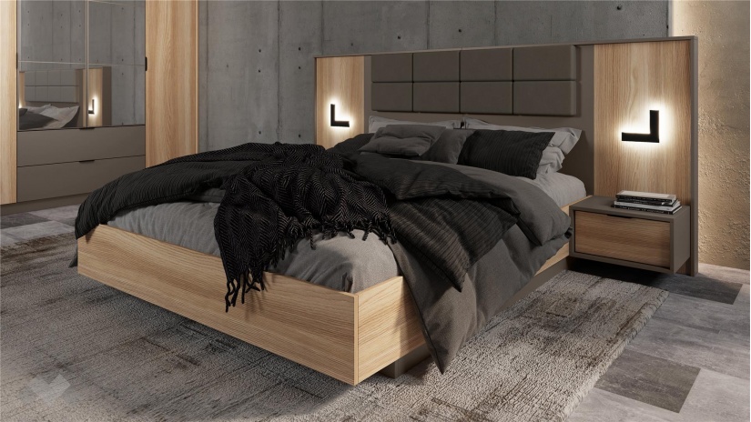 Спален комплект Опиум с включен матрак Бонел 160/200 блонд сърфейс с лате - изглед 4