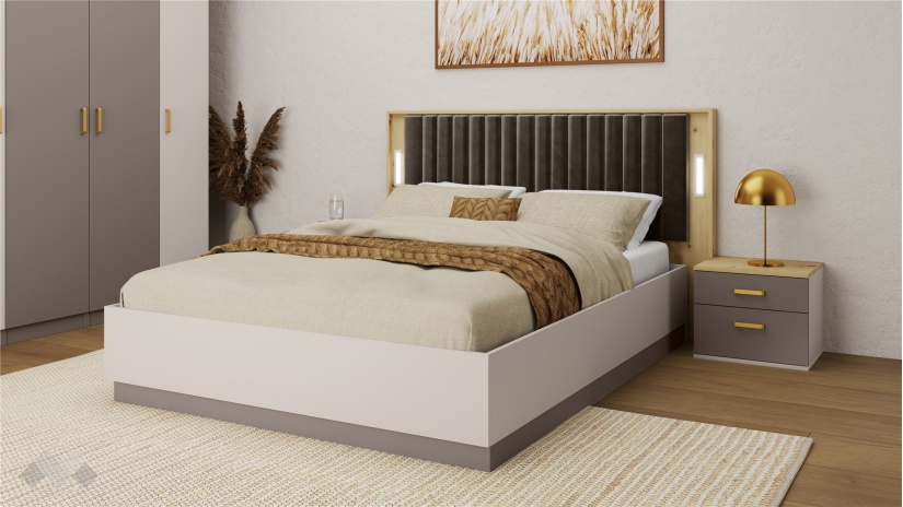 Спален комплект Сикрет С1 лате с кашмир и дъб артисан - изглед 3