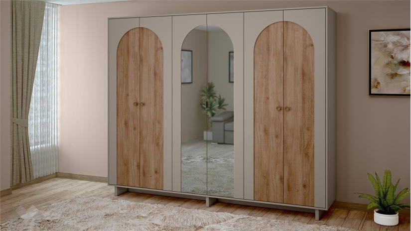 Спален комплект Рена дъб кадис с пясъчен камък - изглед 5