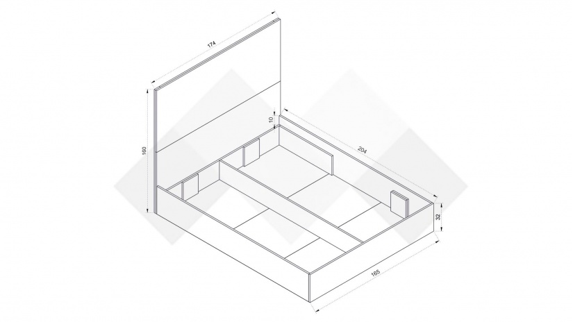 Спалня 160/200 Комо дъб ърбан ойстър с бяло - изглед 2