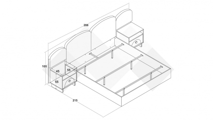 Спалня 160/200 Рена дъб кадис с пясъчен камък - изглед 2
