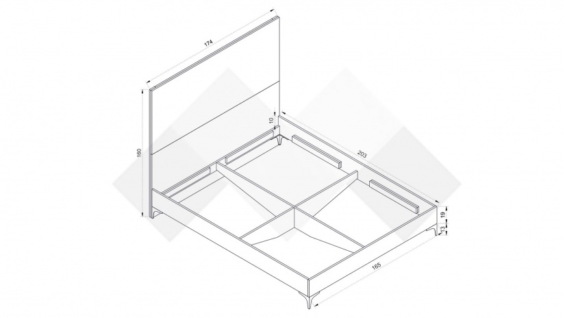 Спалня 160/200 Комо орех селект тъмен с кашмир - изглед 2