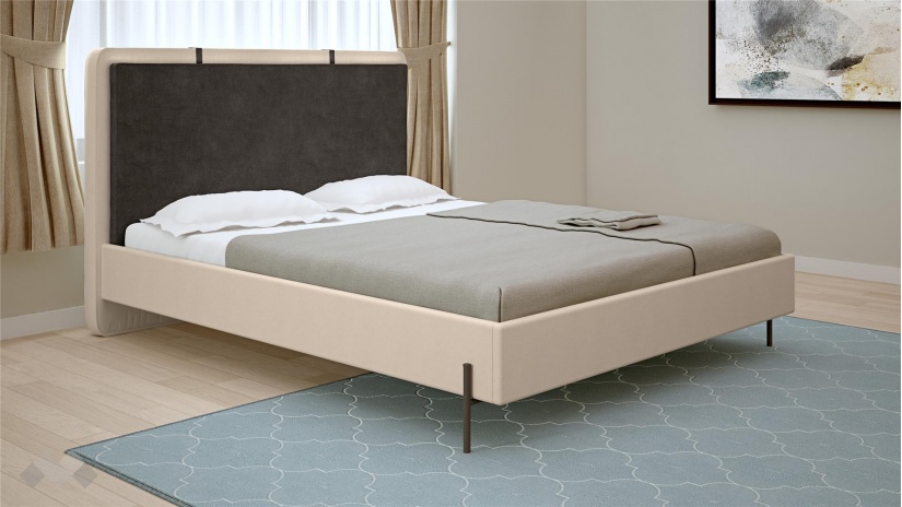 Спалня 160/200 Салвадор с включен матрак Бонел 160/200 памучно бежов с атрацит - изглед 1