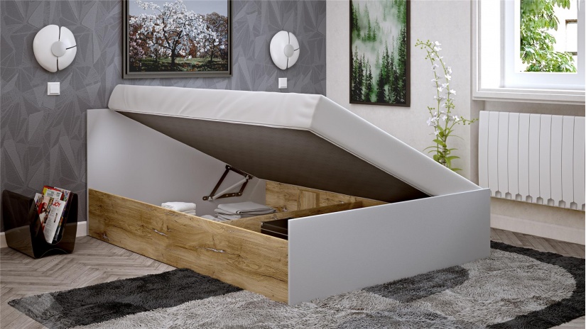 Спалня 140/200 Селтик келтски дъб със светло сиво - изглед 2