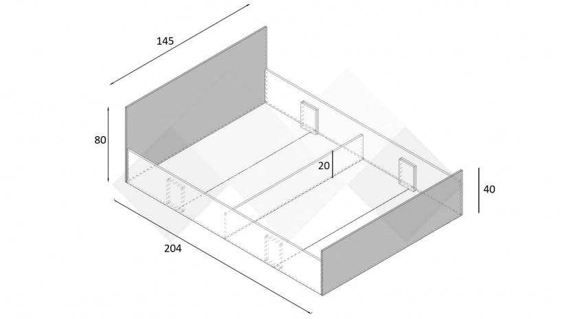 Спалня 140/200 Селтик келтски дъб със светло сиво - изглед 3