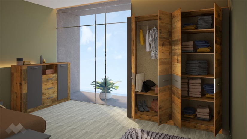 Спален комплект Камино с включен матрак Бонел 160/200 олд стайл с графит - изглед 3