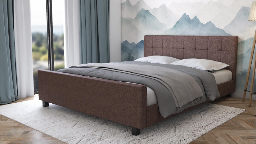 Тапицирана спалня 160/200 Анаса с включен матрак Sleep Nuvia 160/200 кафяв - изглед 1
