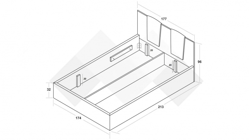 Тапицирана спалня 160/200 Камеа с включен матрак Бонел 160/200 кафява със златисто - изглед 3