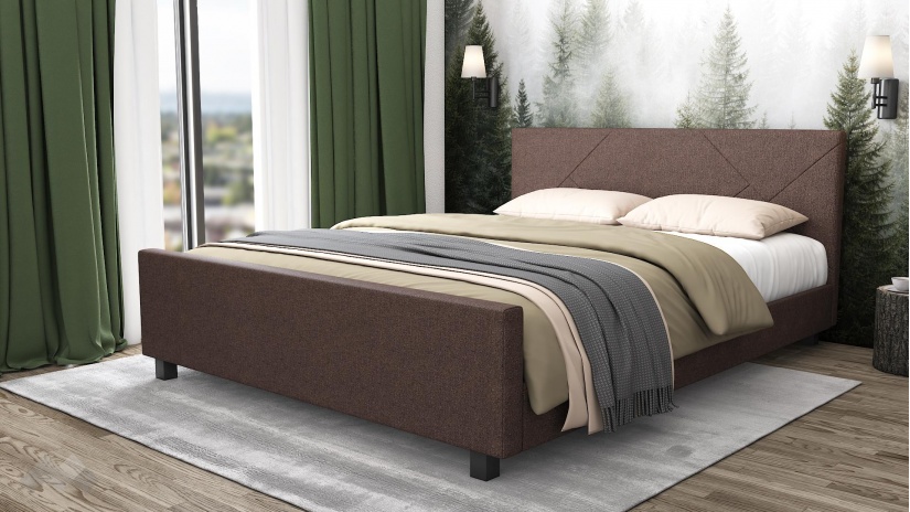 Тапицирана спалня 160/200 Нела с включен матрак Sleep Nuvia 160/200 кафяв - изглед 1