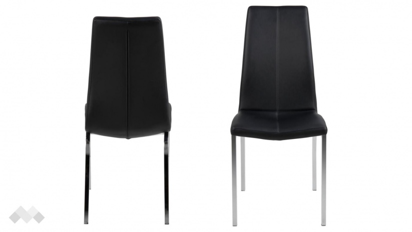 Трапезен стол Аска черен с хромирана основа - изглед 2