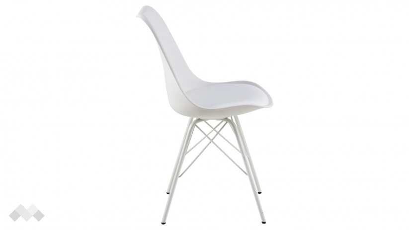 Трапезен стол Ерис бял с бяло - изглед 3