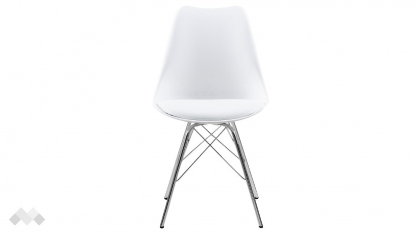 Трапезен стол Ерис бял с хромирана основа - изглед 1