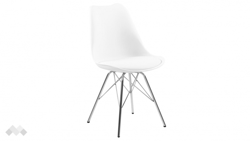 Трапезен стол Ерис бял с хромирана основа - изглед 2