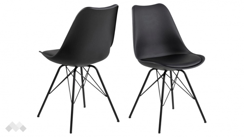 Трапезен стол Ерис черен с черно - изглед 2