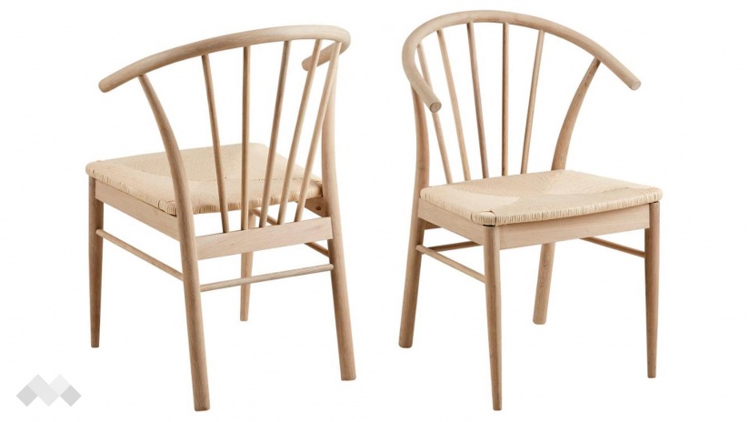 Трапезен стол Касандра светъл дъб с бежово - изглед 2