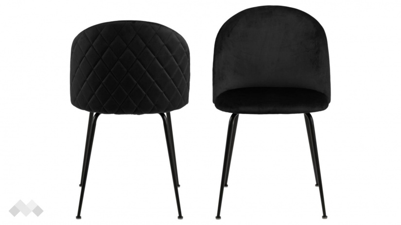 Трапезен стол Луиз черен с черно - изглед 1