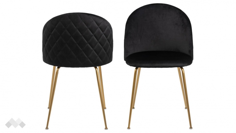 Трапезен стол Луиз черен със златно - изглед 1