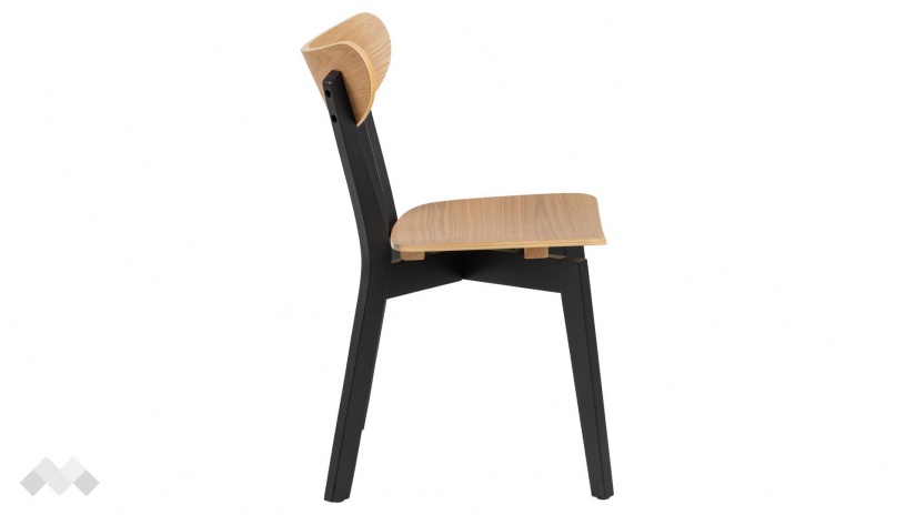 Трапезен стол Роксби дъб натурал с черно - изглед 3