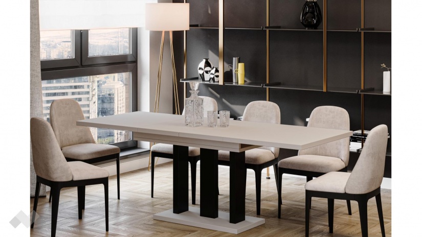 Трапезна маса Апиа разтегателни кашмир с черно - изглед 2