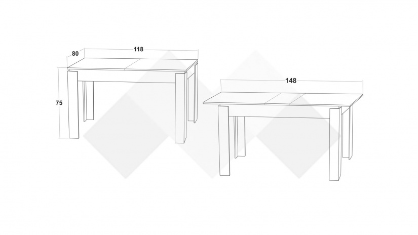 Трапезна маса Дени разтегателни бяло гладко - изглед 3 - МебелМаг Трапезна маса Дени разтегателни бяло гладко - изглед 3