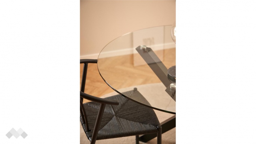 Трапезна маса Хевън неразтегателни стъкло с черна стомана - изглед 5