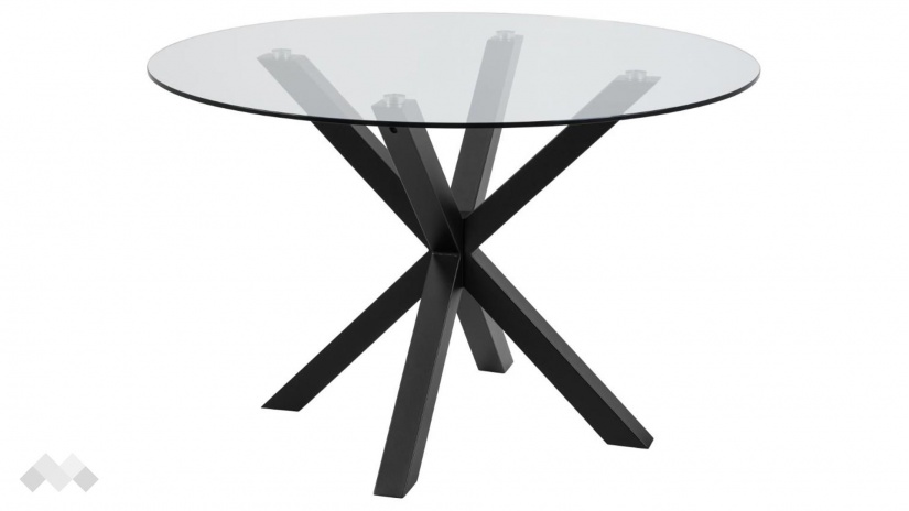 Трапезна маса Хевън неразтегателни стъкло с черна стомана - изглед 1
