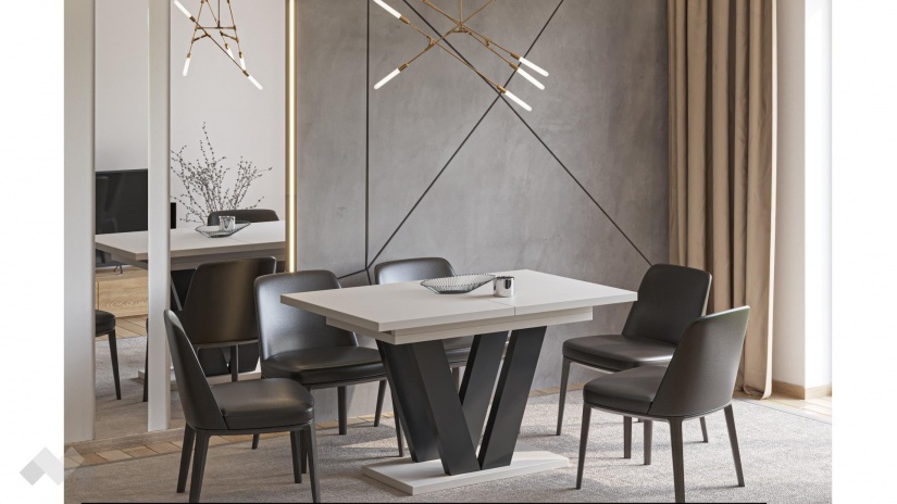 Трапезна маса Лареа разтегателни кашмир с черно - изглед 1