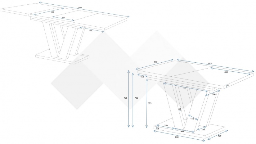 Трапезна маса Лареа разтегателни кашмир с черно - изглед 5
