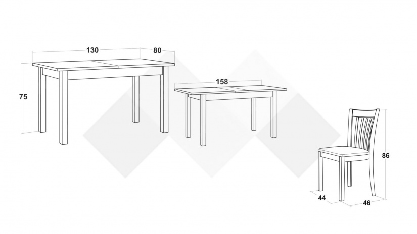 Трапезен комплект Нати L комплект със столове орех - изглед 3