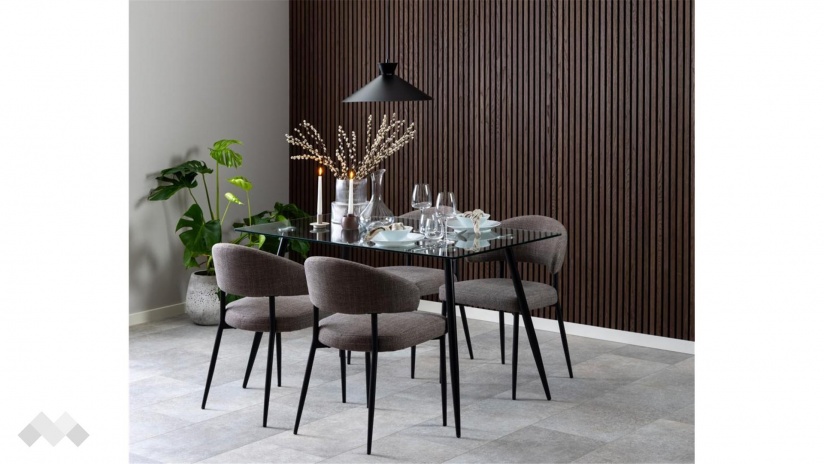 Трапезна маса Уилма неразтегателни стъкло с черно - изглед 3