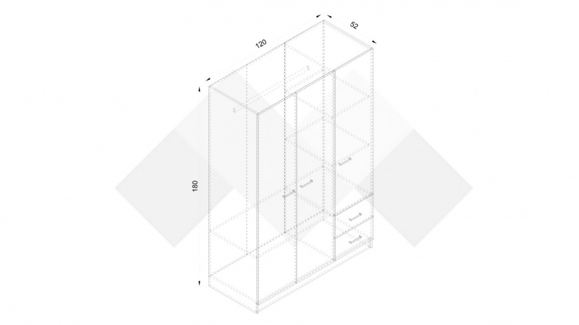 Трикрилен гардероб Арго трикрилни дъб сонома - изглед 3