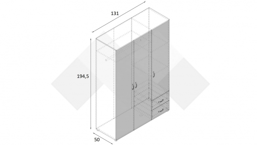 Гардероб Селтик трикрилни келтски дъб със светло сиво - изглед 3