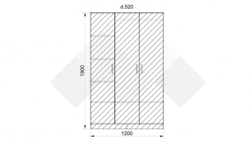 Гардероб Шайн трикрилни бял гланц - изглед 4