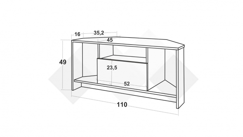 ТВ шкаф Блейк бял гланц - изглед 2