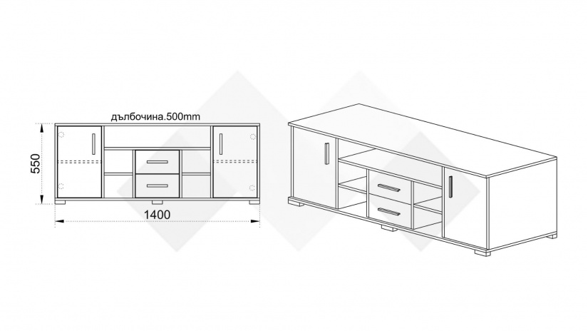 ТВ шкаф Евиана тъмна сонома с бял гланц - изглед 2