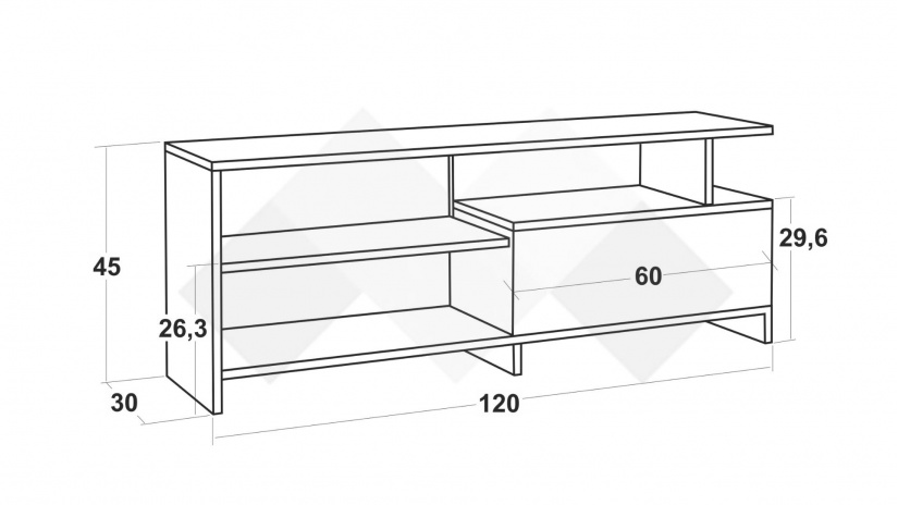 ТВ шкаф Кейти дъб суров - изглед 2