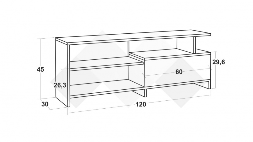 ТВ шкаф Кейти колониален дъб с бял мрамор - изглед 2