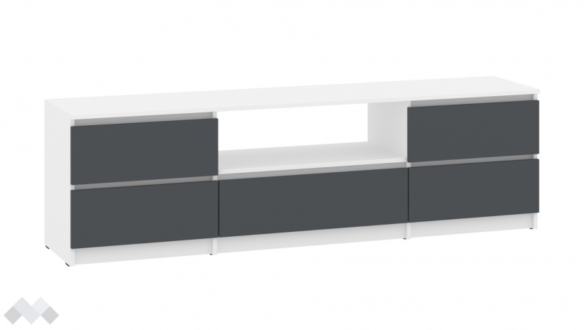 ТВ шкаф Никола бял с антрацит - изглед 2