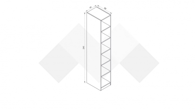 Висок шкаф етажерка Комо с открити рафтове орех селект тъмен - изглед 2