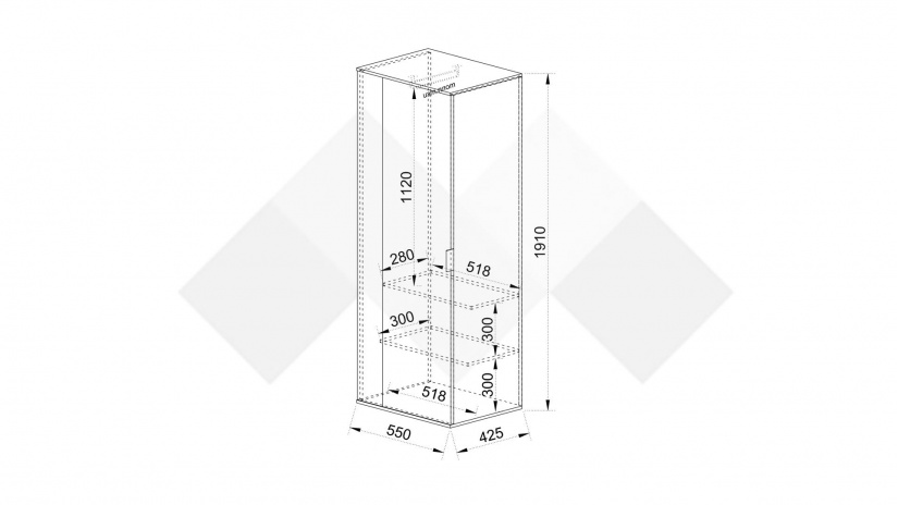 Висок шкаф Поситано дъб дилън тъмен с капучино мат и пасифик - изглед 5 - МебелМаг Висок шкаф Поситано дъб дилън тъмен с капучино мат и пасифик - изглед 5