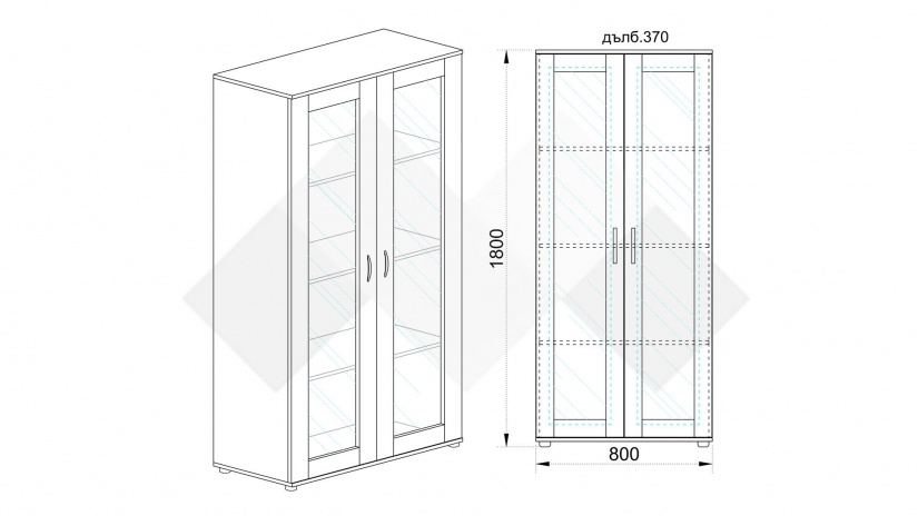 Витрина Лизи сонома арвен - изглед 2 - МебелМаг Витрина Лизи сонома арвен - изглед 2