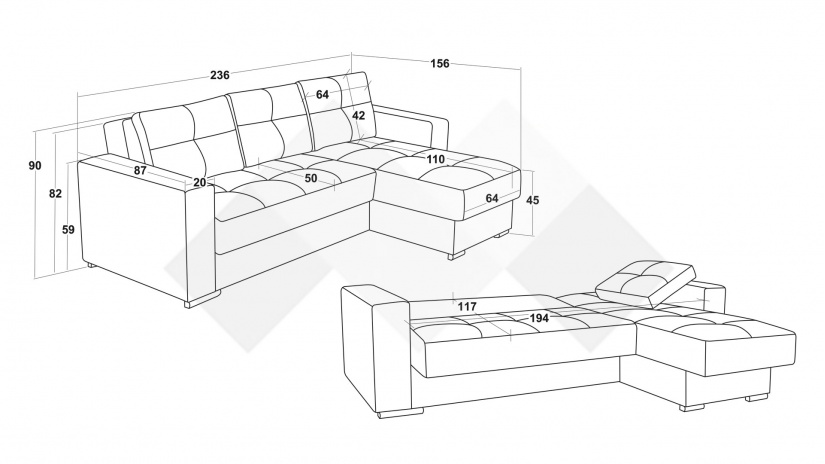 Ъглов диван Алтеа универсален ъгъл кафяв - изглед 11